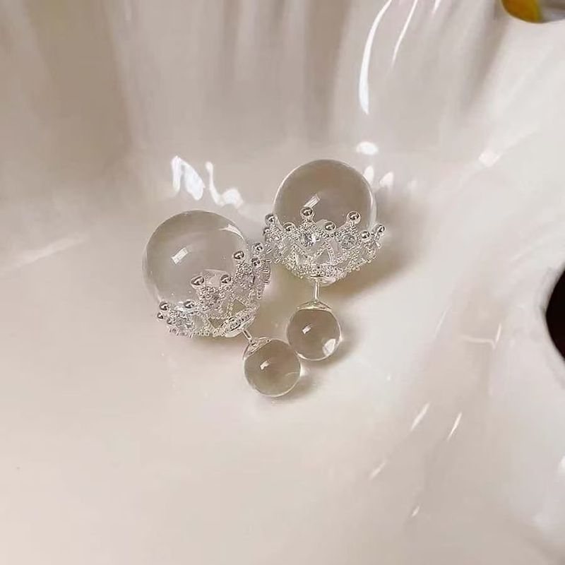 新款两戴透明圆珠耳环女轻奢高级感时尚百搭耳饰|undefined