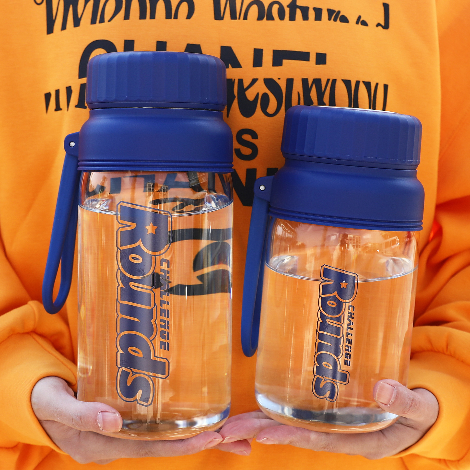 新品大容量手提玻璃杯便攜時尚創意水杯帶茶隔杯子夏季冷水杯