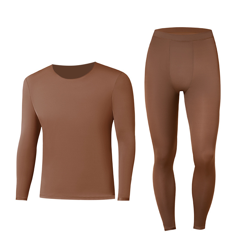 폭발 남성 가을 및 겨울 열 속옷 세트 경량 가을 의류 및 가을 바지 보즈 베이스 스킨 뷰티 의류 둥근 목