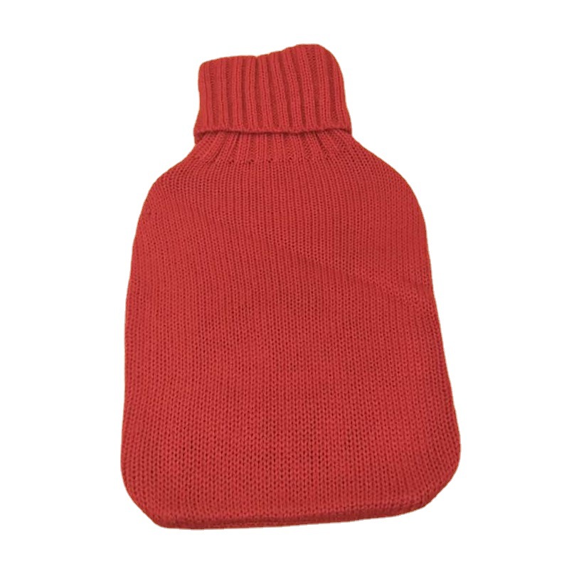 Color puro estilo simple jacquard silicona bolsa de agua caliente cubierta de tela de lana cubierta de punto bolsa de agua caliente cubierta de lana vientre calentamiento