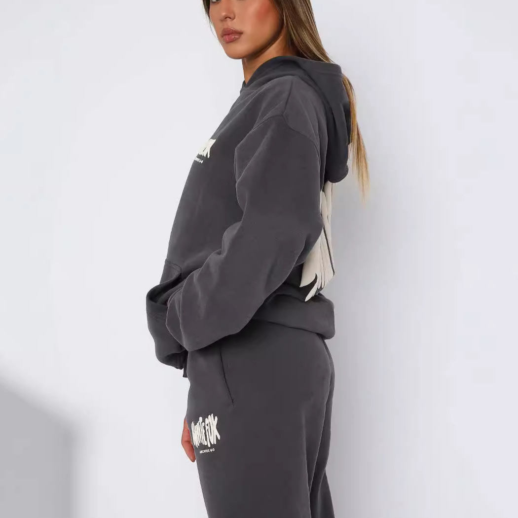 유럽과 미국의 섹시한 여성 국경 아마존 새로운 거리 패션 후드 가을 겨울 스웨터 세트