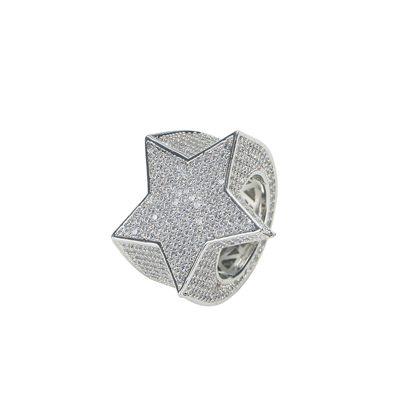 Transfronterizo nuevo anillo de estrella de cinco puntas para hombres anillo de estrella Hip Hop bronce anillo de estrella al por mayor personalizado image 7