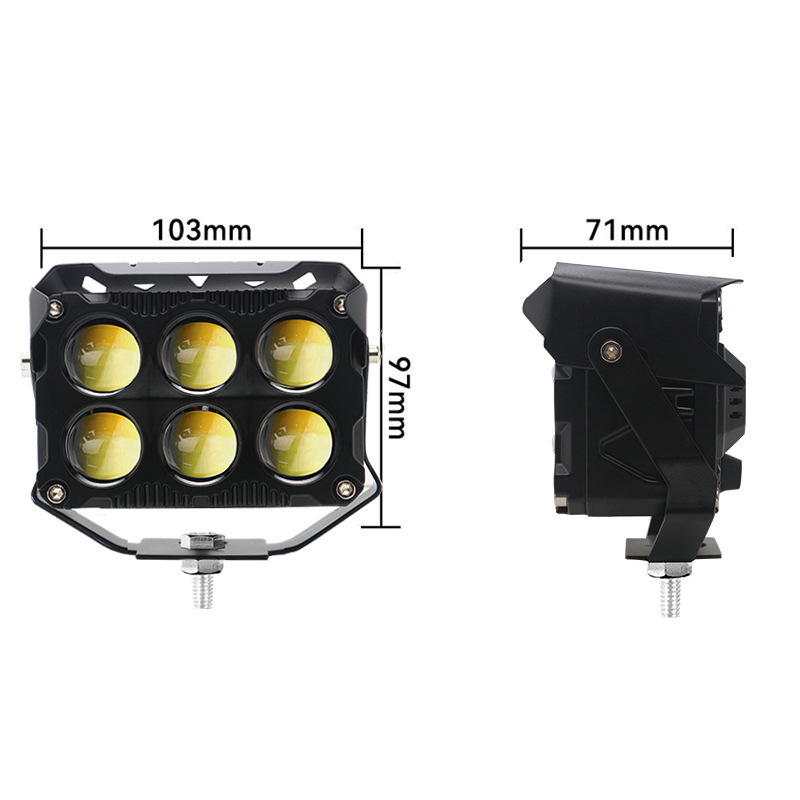 New cross-border wide-voltage motorcycle LED dual-color spotlight, modified external headlight, electric vehicle front light, dual-row transparent