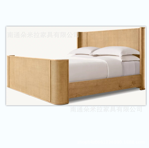 Rh American Solid Wood Classy Luxury House Room Bedroom Solid Wood Bed Wedding Bed Queen Bed