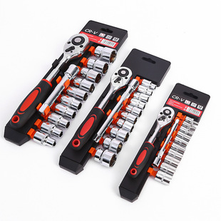 Factory wholesale ratchet quick socket small fly large fly five 12 piece wrench auto repair repair gold tools