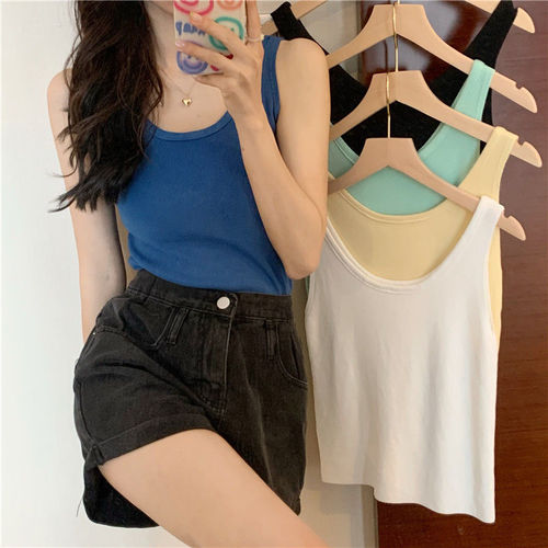 Small suspender design outer vest for women 2024 summer bottoming short knitted inner top with temperament for women trendy