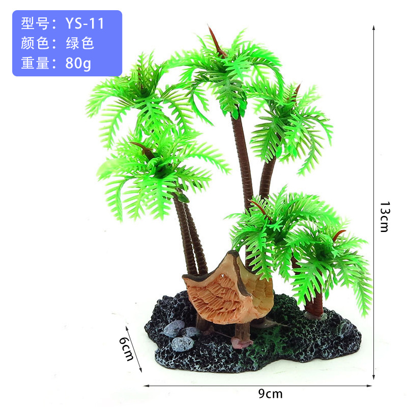 Suministros para mascotas simulación agua hierba sushi hotel bonsai accesorios pecera paisajismo plástico planta mesa de arena psicológica cocotero