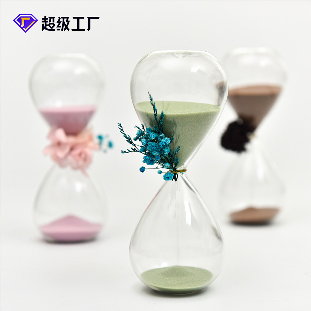 Nordic hogar vidrieras reloj de arena temporizador 15 30 minutos decoración creativa flor seca Fábrica al por mayor image 2