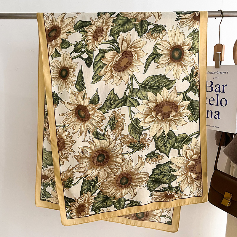 170g Weight Scarf Classification Daily Occasion Imitation Wool Material Flower Pattern Spring, Autumn Season Women's Gender Printing Design Simple Style Style Women's Simple Style Flower Imitation Wool Printing Scarf 10