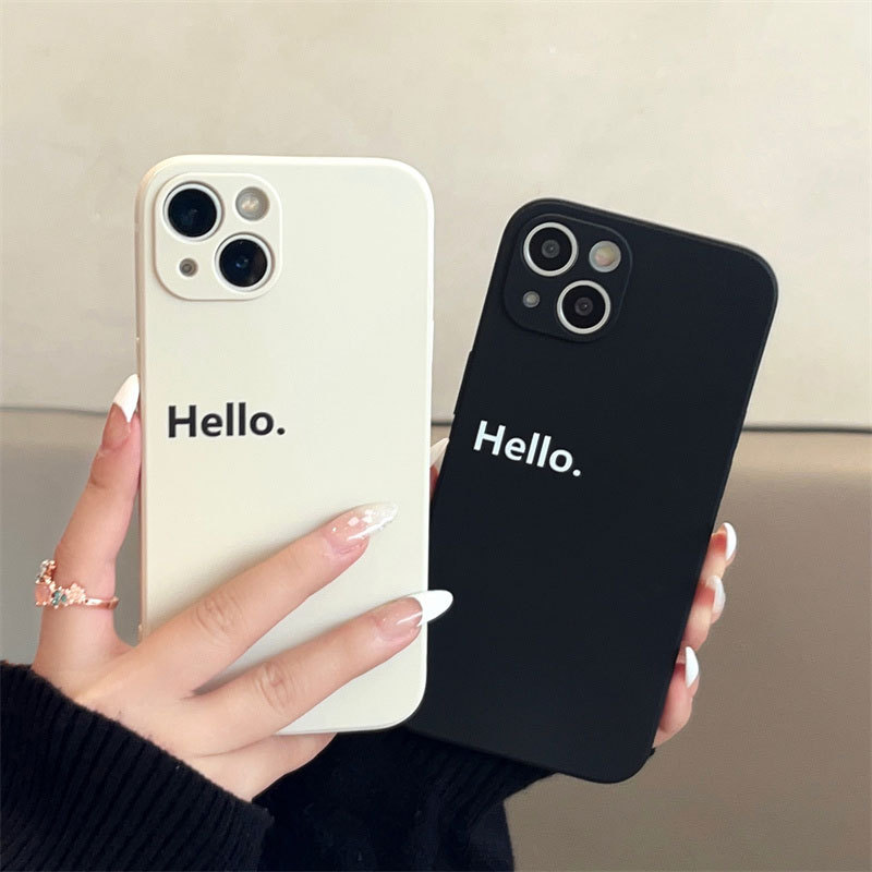 Creative English hello for Apple 14promax phone case iphone13 new all-inclusive lovers 12min