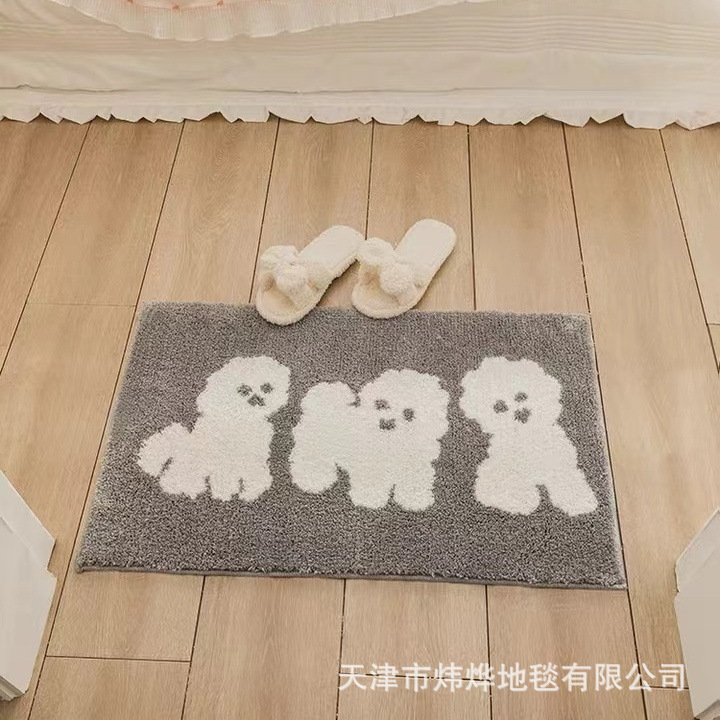 韩式卡通仿羊绒地毯浴室吸水易打理软脚垫玄关地垫加厚卧室床边毯