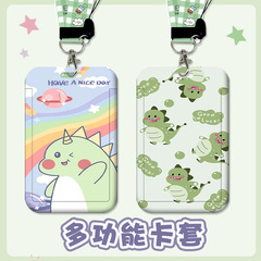 Cartoon Student Campus Card Holder, Dragon Design Meal Card, Bus Card, Canteen Card, Metro Access Card Holder with Lanyard, Wholesale