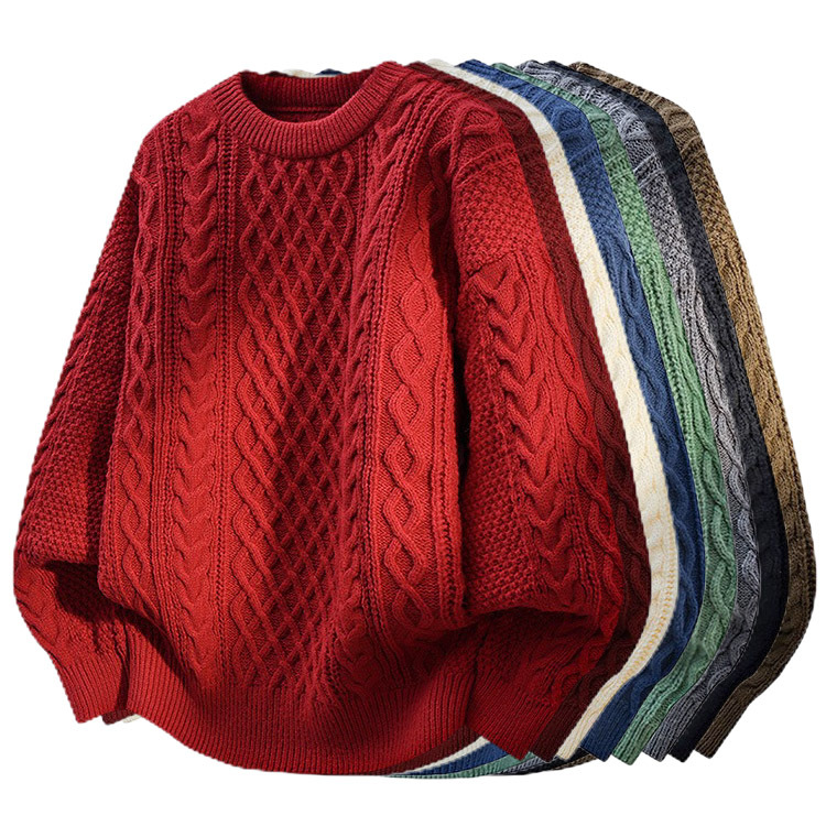 Unisex Oversized Knit Sweater – High-Collar & Round-Neck Fleece-Lined Pullover For Men & Women (S-2XL, 8 Colors, Soft Polyester)_voghion.com