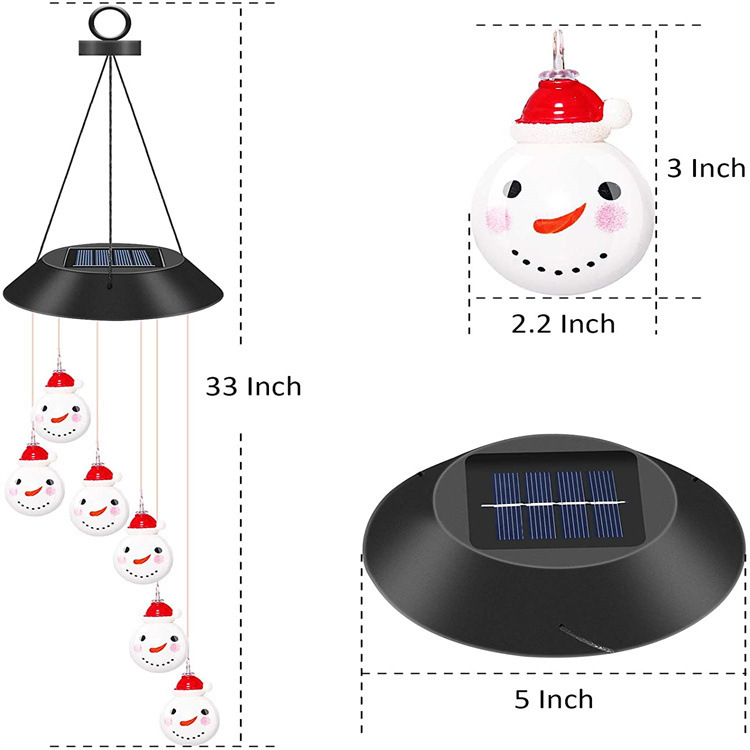 Amazon nuevo solar al aire libre LED de colores cambiantes paisaje patio decoración campanas viento muñeco nieve luces Navidad