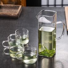 加厚方形月牙玻璃公道杯家用分茶器耐热茶漏套装功夫茶具配件滤茶