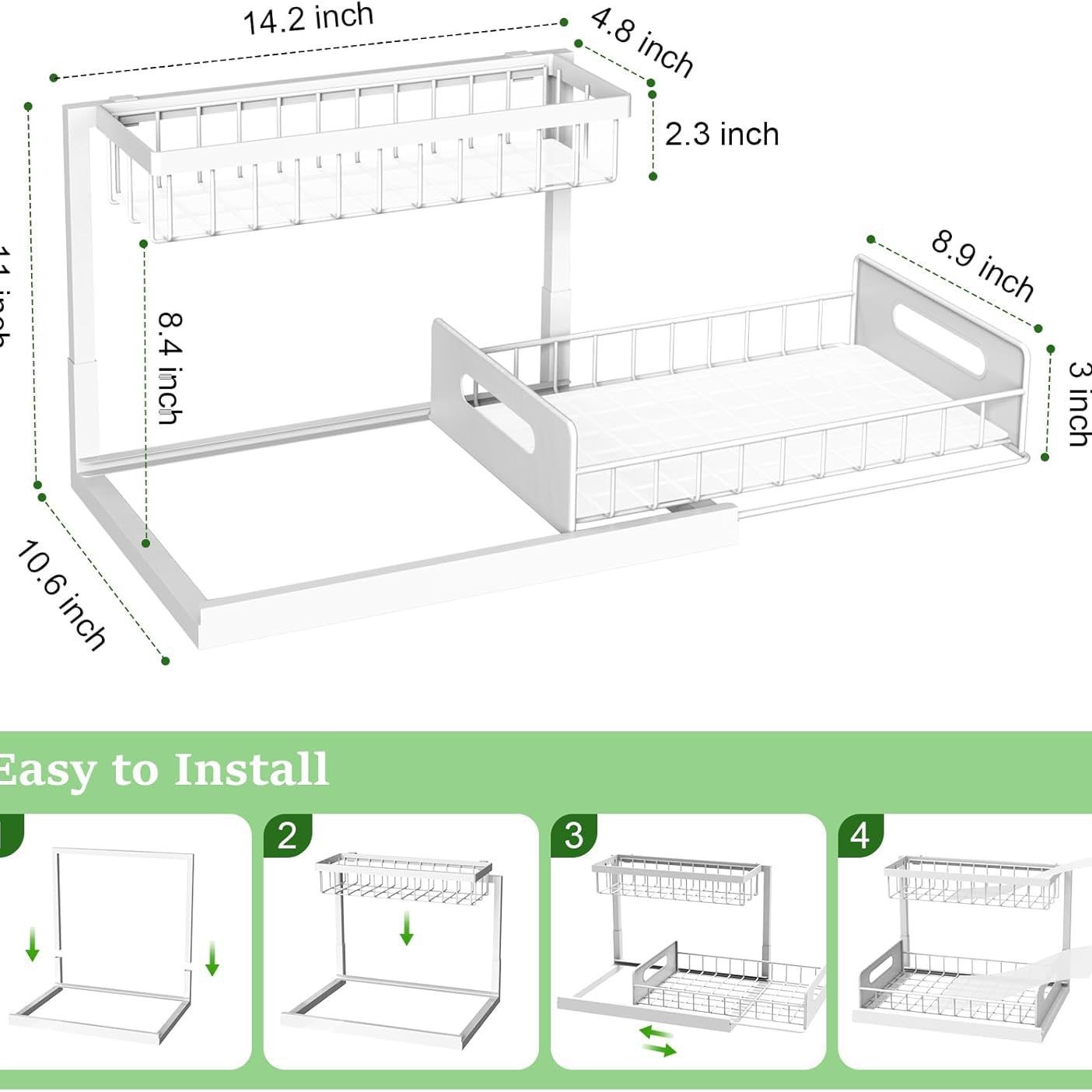 Estante de cocina de stock estante de condimento estante de almacenamiento estante de baño estante de almacenamiento de fregadero estante de acabado doméstico doble capa