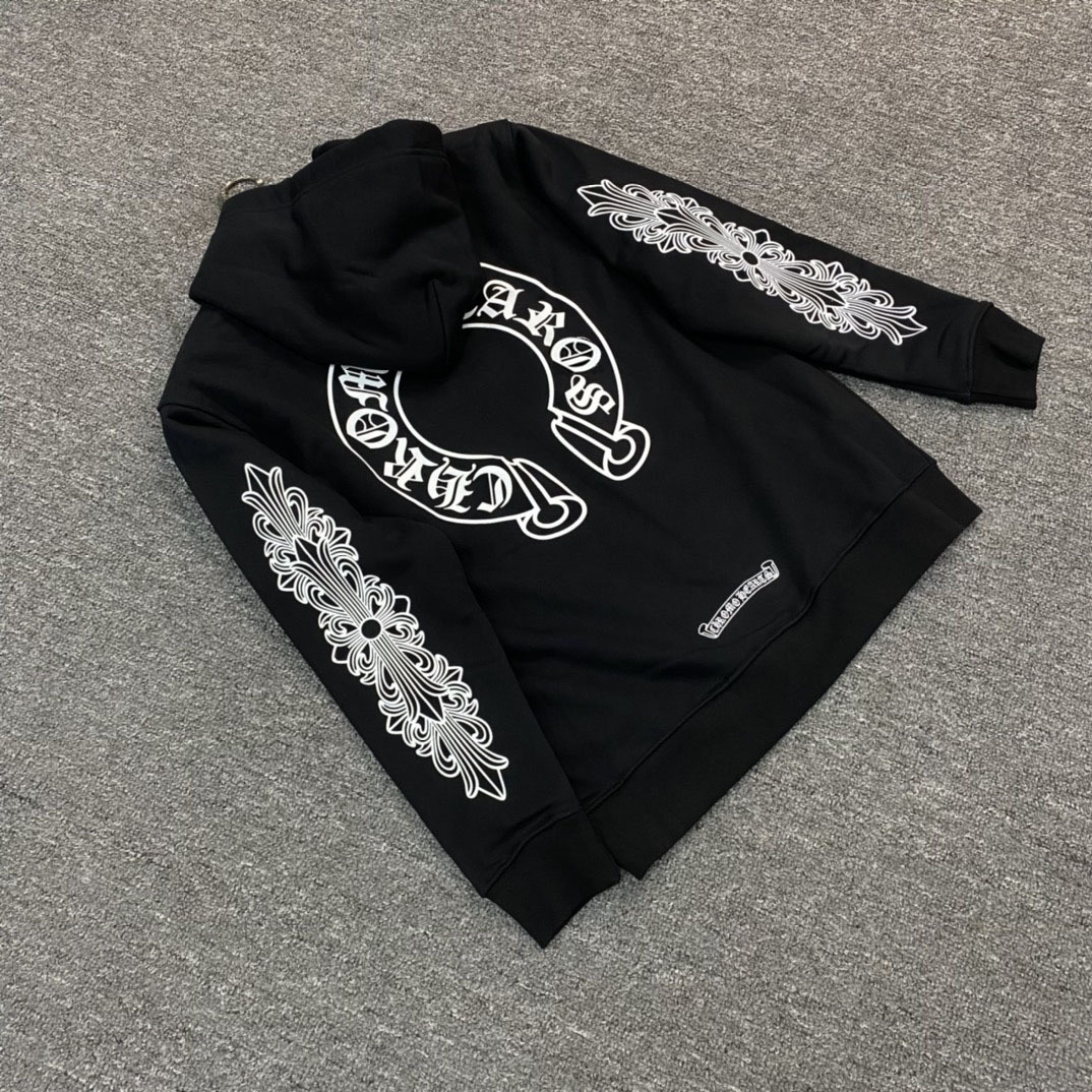 [Poison Family in stock Correct Edition] Ch Ke Luo Classic Horseshoe Flower Arm Zipper Sweater Men's and Women's Hoodies
