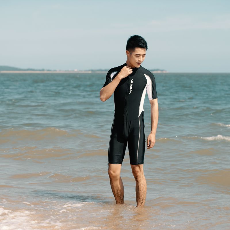 メーカー新型男性ウェットスーツワンピース水着半袖五分ズボン浮潜服プールトレーニング水着|undefined