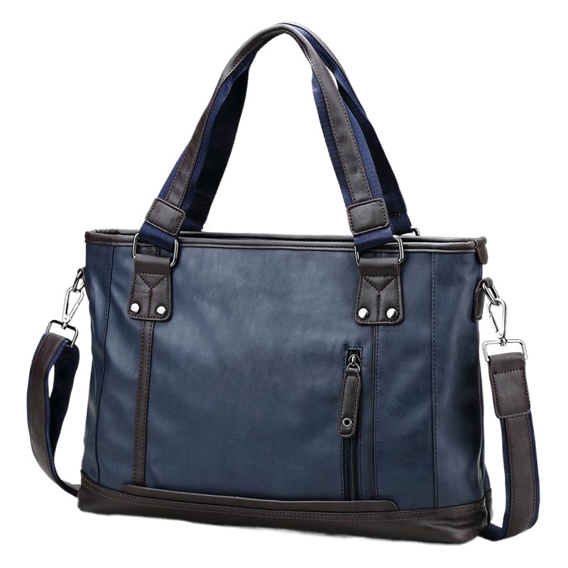 Cross-Border Fashion Men's Handbag Large Capacity New Shoulder Crossbody Bag Pu Leather Horizontal Laptop Bag for Men