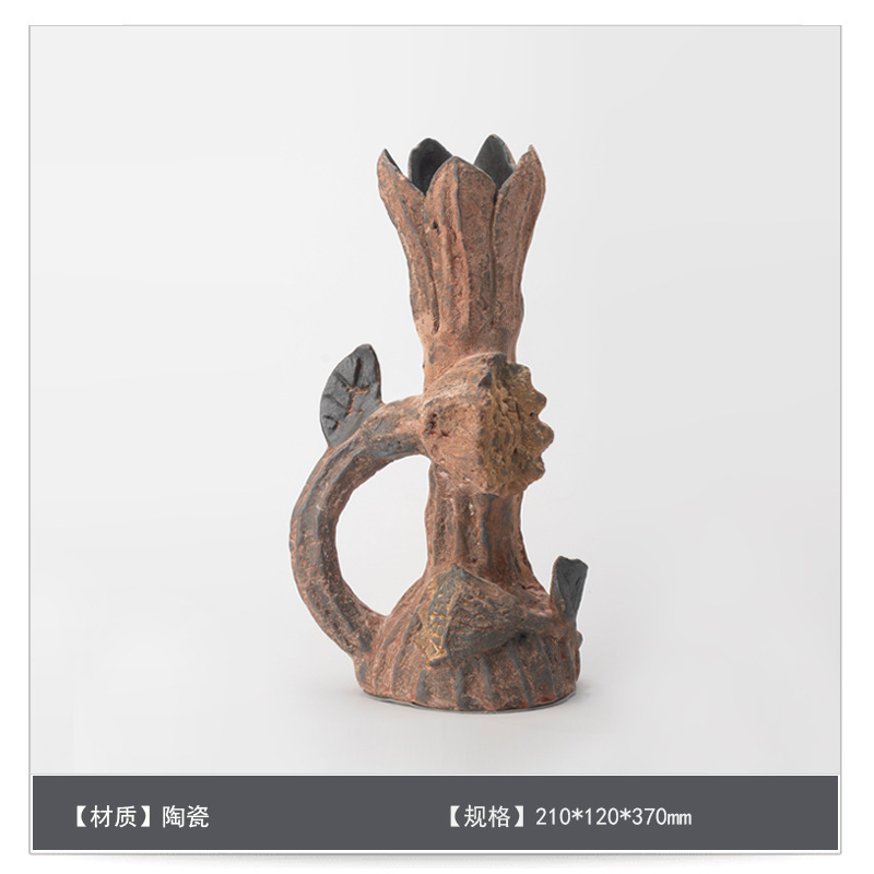 中世スタイルのセラミックフラワー花瓶装飾アートB&Bモデルルームゲストテーブルハイエンドフラワーアレンジメント装飾|undefined