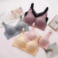 Floral Elegance A89 Baby Cotton Mid-Thickness B-Cup Wireless Women's Push-Up Adjustable Underwear – Sexy Lace Bra