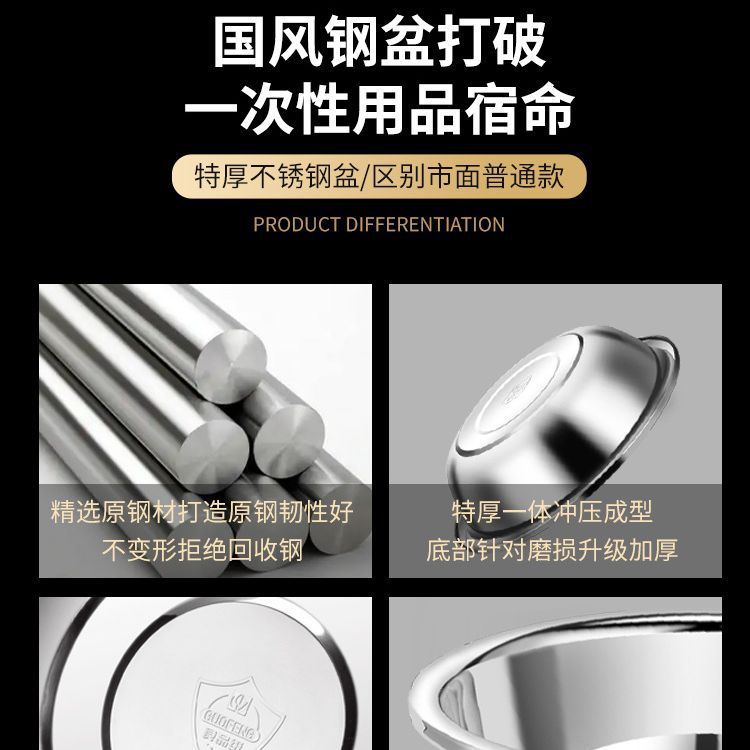 ステンレス洗面器家庭用キッチン食品級揉み面と洗面器の大きい洗面器は商用植木鉢の特大を厚くします。|undefined