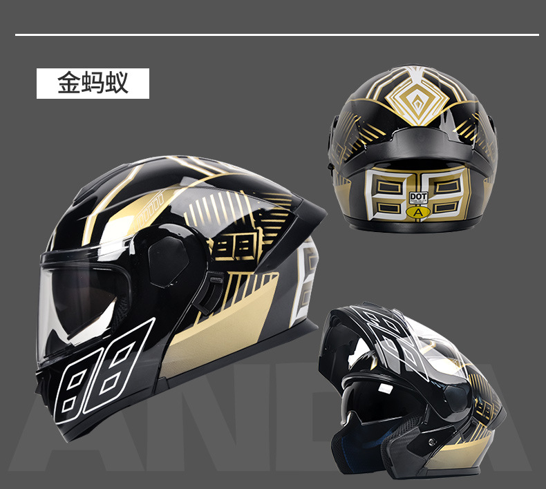 Ad Electric Motorcycle Helmet Men's and Women's Motorcycle Safety Helmet All-Season Full-Face Helmet 3C/Dot Certified Open-Face Helmet