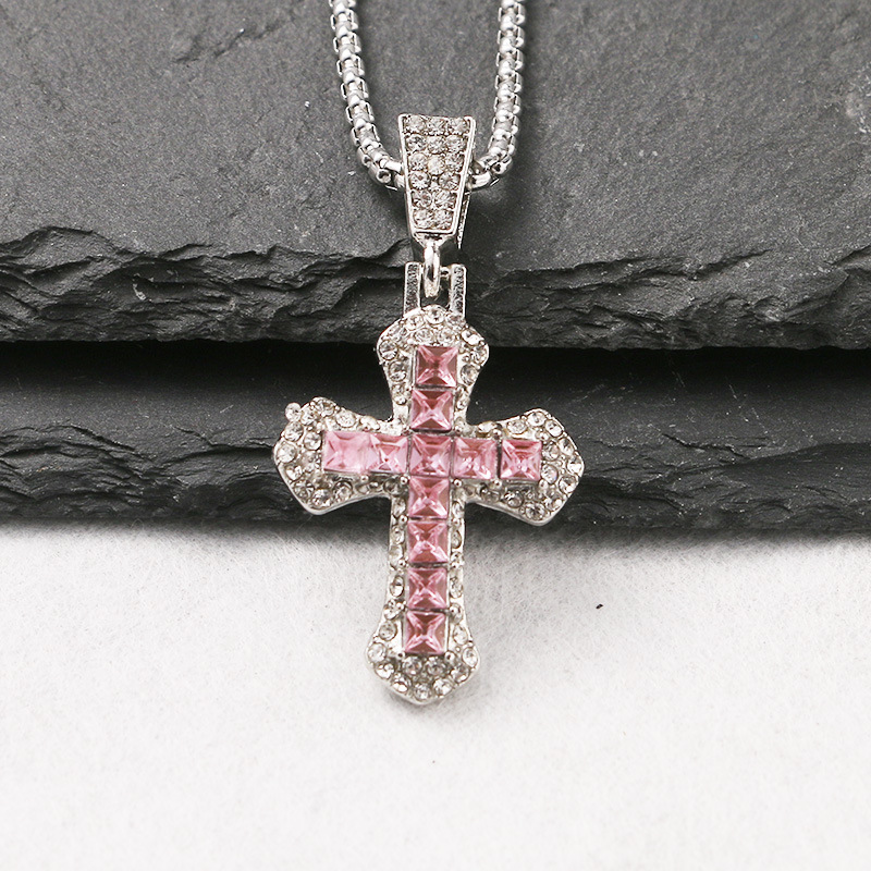 Multicolor Cross-Pink/Square Pearl Chain 60cm