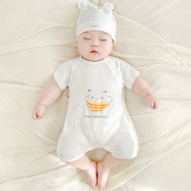 Bebé verano mono recién nacido algodón de manga corta verano mampara hombres y mujeres niños pequeños pijamas finos ropa de bebé