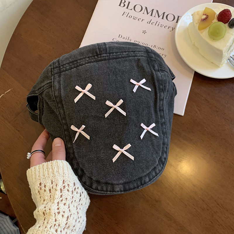 Arco coreano y2k sombrero de avance mujer primavera y verano moda versátil casual cara pequeña boina lengua de pato