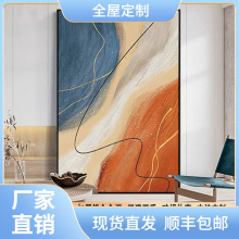 现代轻奢客厅装饰画抽象莫兰迪橙色沙发背景墙挂画落地画玄关壁画