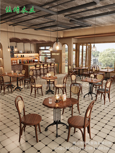 Ретро кафе Столичные деревянные столы и стул Комбинированные столешницы десерт