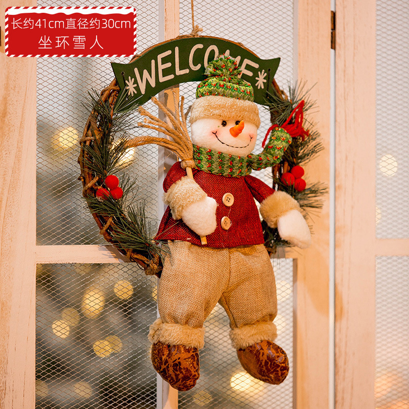 クリスマス装飾籐リングガーランドペンダントウィンドウペンダントシーン装飾籐ドアペンダント撮影小道具|undefined