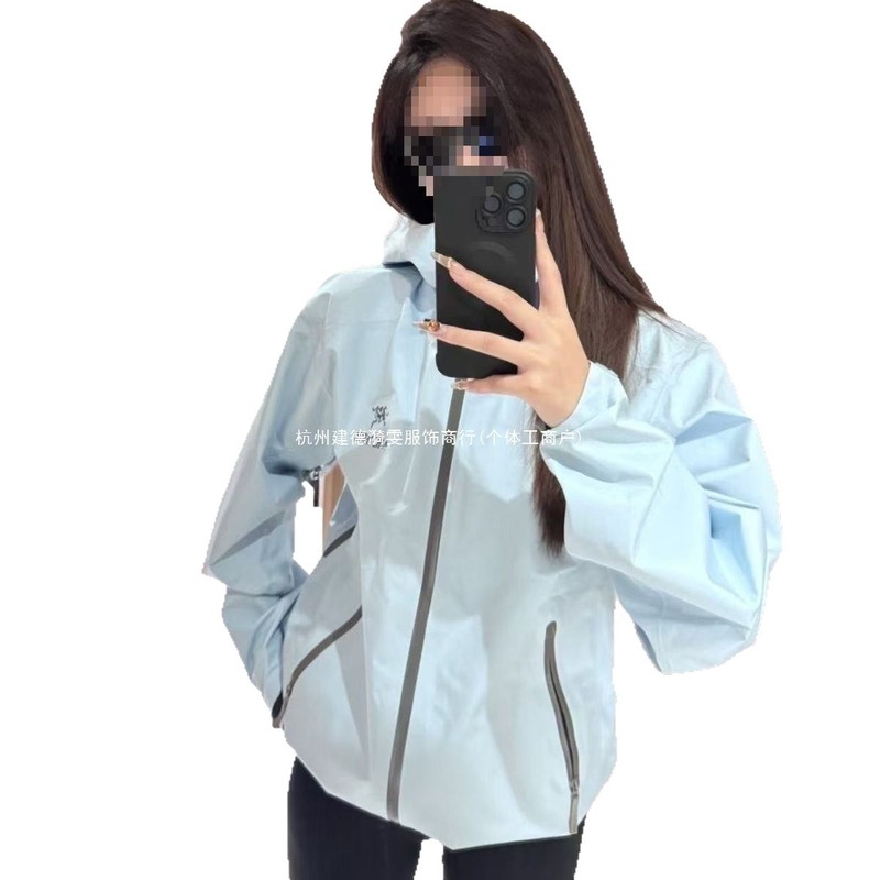 鸟家连帽刺绣春季新款防风防水冲锋衣外套夹克男女户外同款登山|undefined