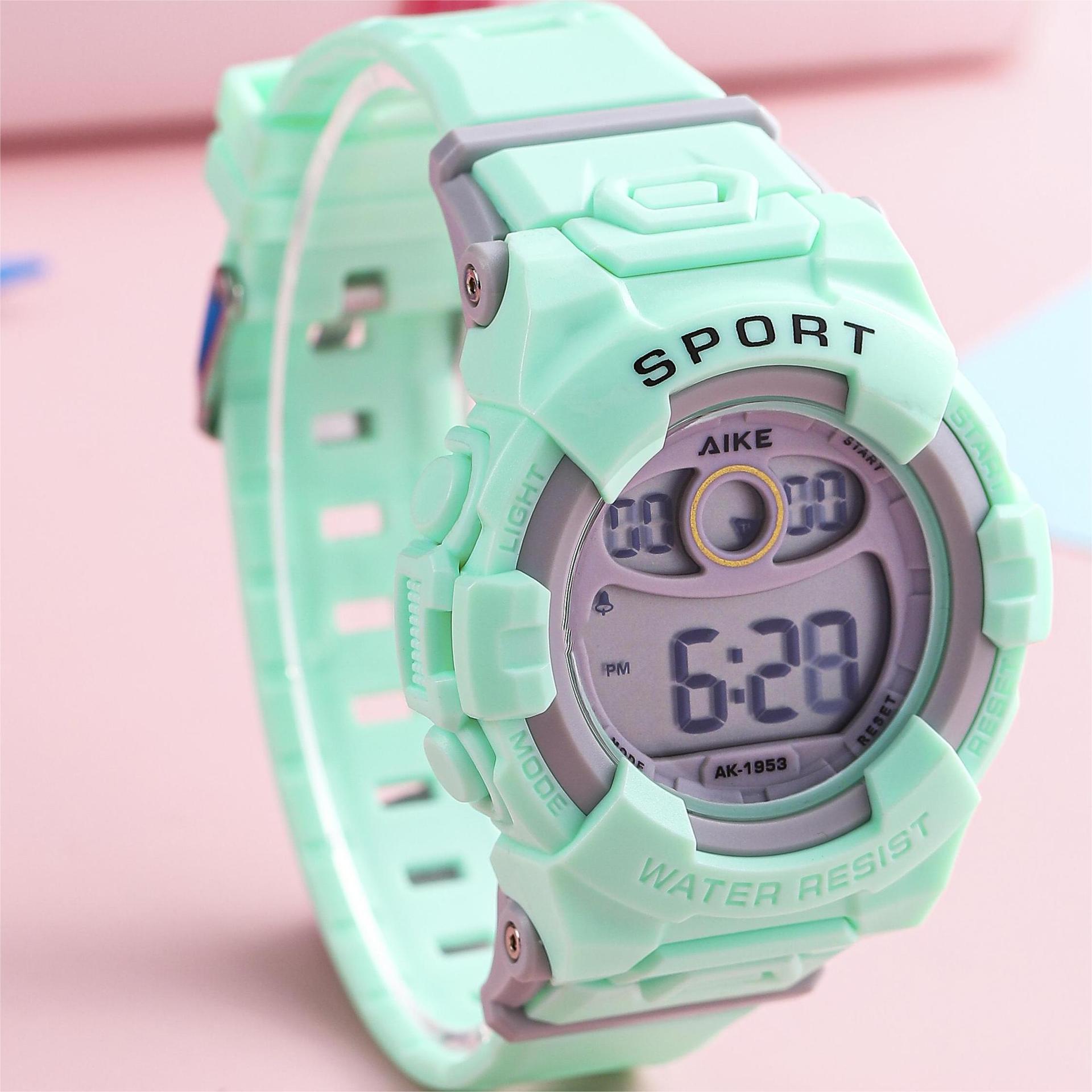 Macaron tendencia reloj electrónico esfera grande escuela secundaria y secundaria multifuncional reloj deportivo de luz nocturna impermeable al aire libre