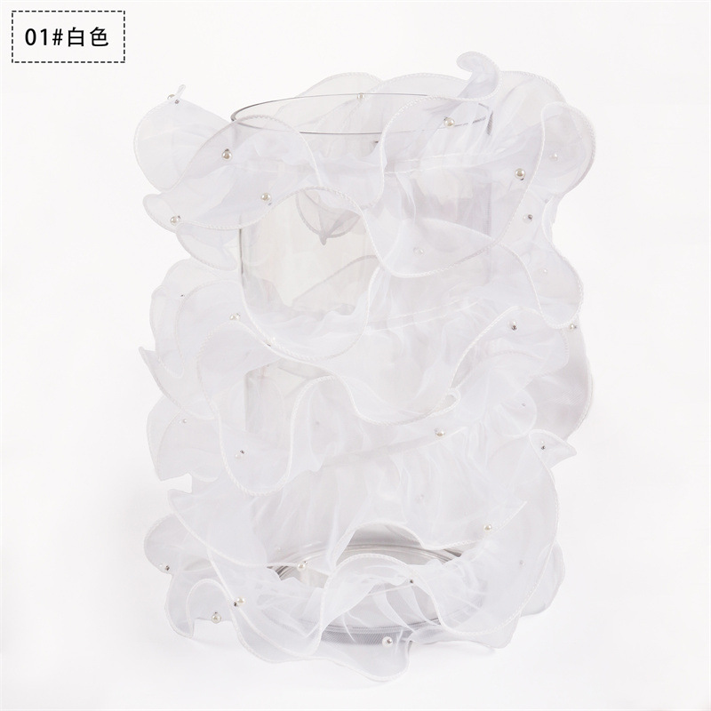 Fábrica de fiestas de flores al por mayor nuevos productos de color sólido perla envoltura flor flor flor florista hilo de malla de regalo hilo de decoración
