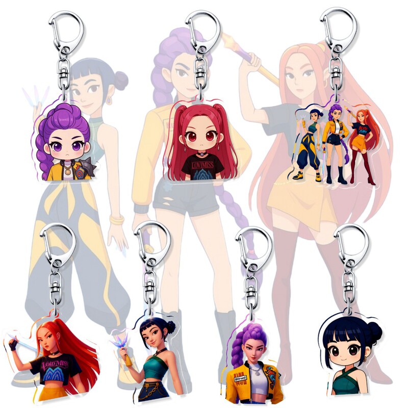 Kpop Hunter Girl Group Acrylic Keychain Rumi Mila Zoe Anime Acrylic Peripheral Pendant