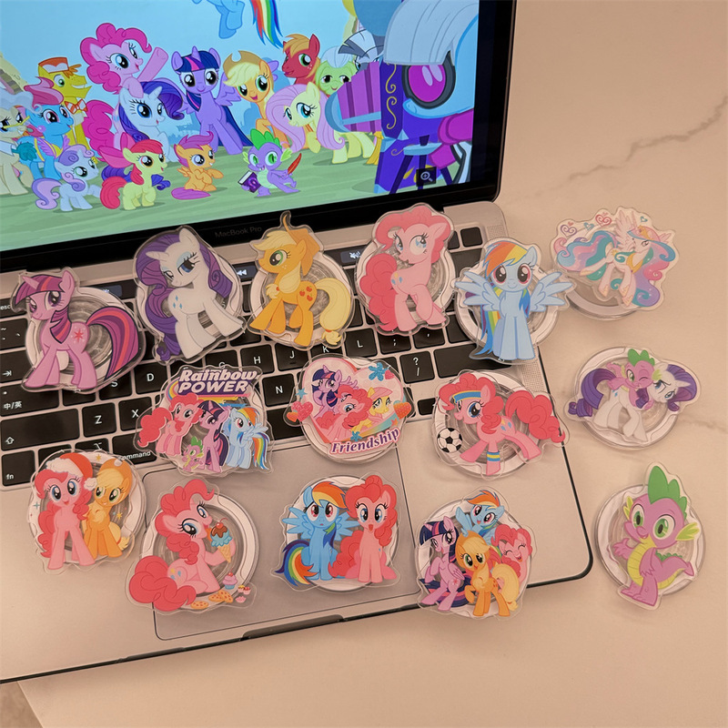 Creative Rainbow Pony Cartoon Mobile Phone Magnetic Bracket Personalized Portable Lazy Mobile Phone Bracket Cute Women