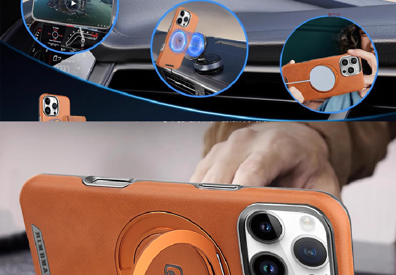 Ốp lưng iPhone từ tính xoay 360 độ, giá đỡ tích hợp, bảo vệ toàn diện cho 12/13/14/15/16 Pro Max — [R63 màu đen★Giá đỡ xoay từ tính], [R63 màu nâu sẫm★Giá đỡ xoay từ tính], [R63 màu nâu nhạt★Giá đỡ xoay từ tính], [R63 màu xám★Giá đỡ xoay từ tính] chi tiết 4