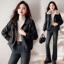 海宁真皮皮衣女2025新款冬季休闲加绒绵羊皮夹克女士短款保暖外套
