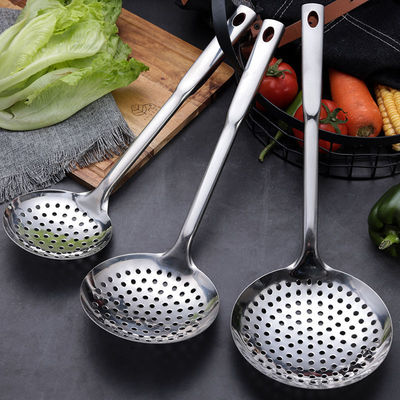 Leaky spoon stainless steel household Dumplings kitchen Large suit thickening Fried Hot Pot filter Net surface