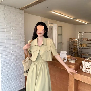 大码微胖连衣裙女夏季新款裙子两件套胖MM高级感显瘦吊带裙套装