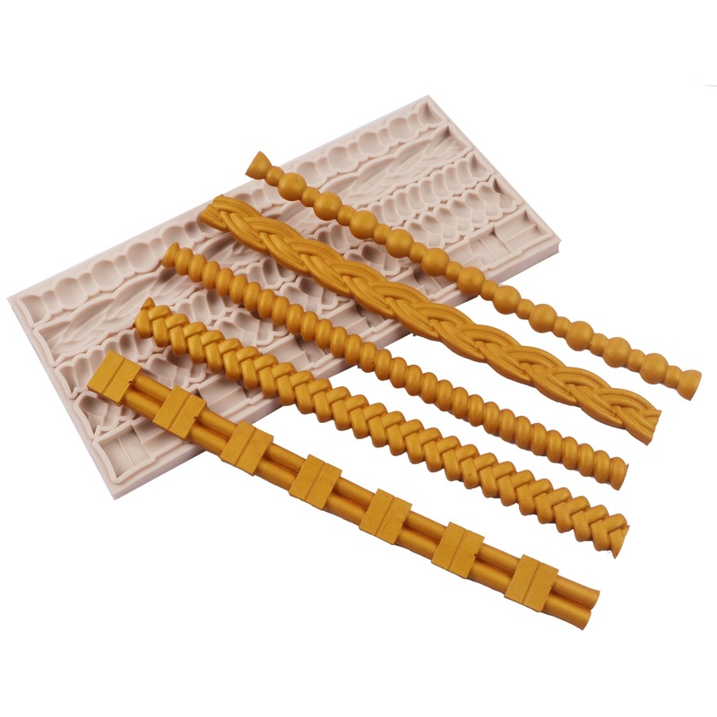 En relieve molde de silicona fondant perla tejida bolsa de cadena de silicona molde pastel decoración pastel molde