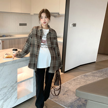 秋冬孕妇装韩版格纹孕妇衬衫洋气休闲复古色宽松孕妇衬衣上衣大码