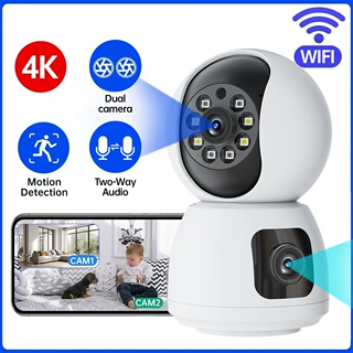 跨境爆款家用WiFi监控摄像头双画面夜视高清手机远程智能AI监视器
