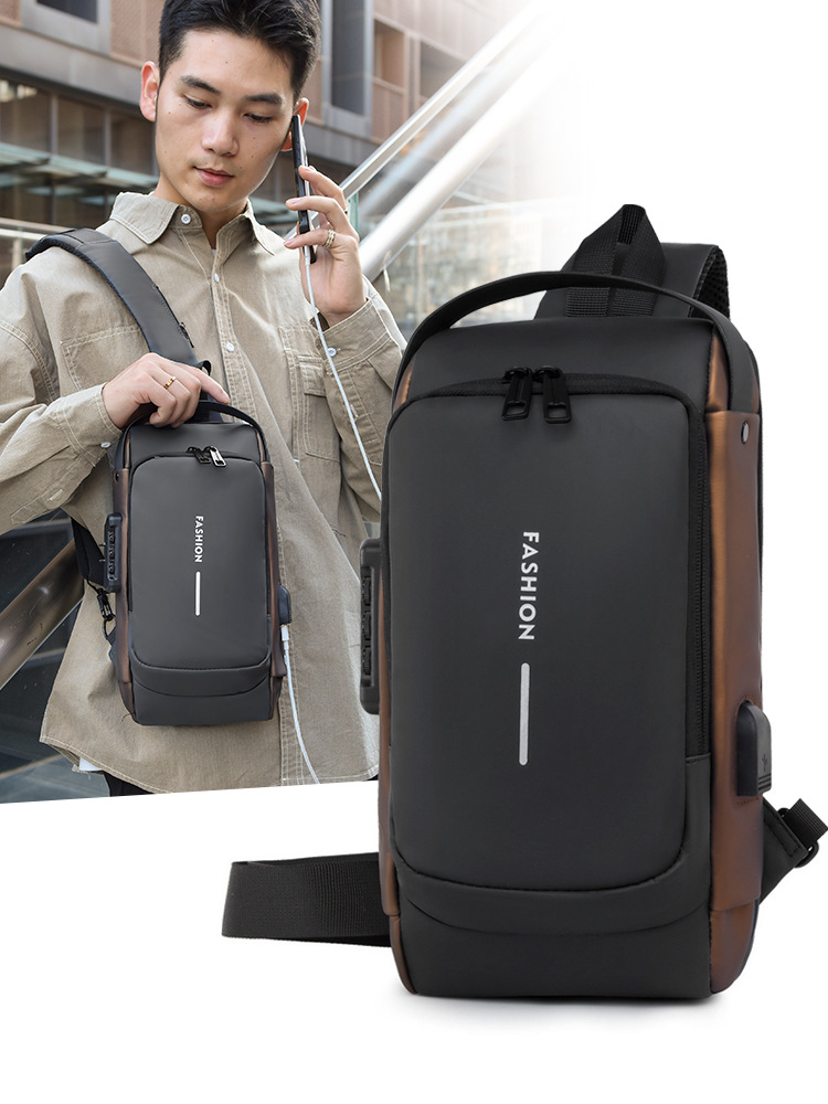 Bolso crossbody de los hombres bolso de pecho bolso de hombro bolso de la cintura de los deportes del ocio pequeña mochila multifuncional crossbody bolso de los hombres Contraseña de bloqueo