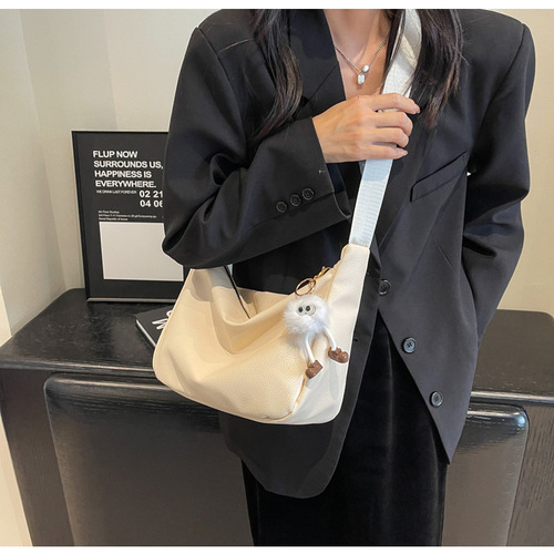 Women's 2024 Trendy Soft PU Wide Shoulder Strap Crossbody Bag with Ins Advanced Texture Single Shoulder Tote Bag