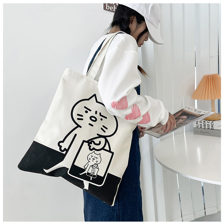 Women's Large Canvas Cartoon Classic Style Zipper Canvas Bag display picture 43