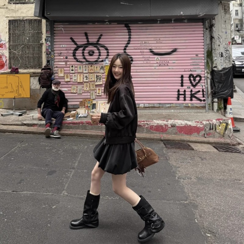 洋气巨好看中筒靴女2025新款超火堆堆皮靴粗跟棕色小短靴子|undefined