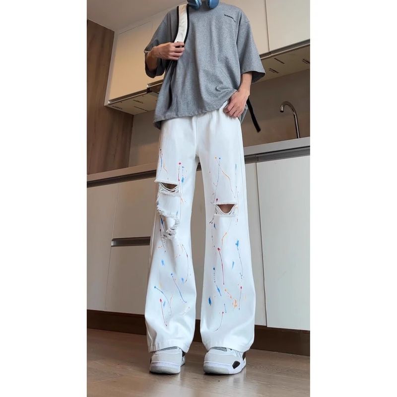 cleanfit黑色弯刀微喇牛仔裤男款春秋vibe美式修身直筒休闲长裤子|undefined
